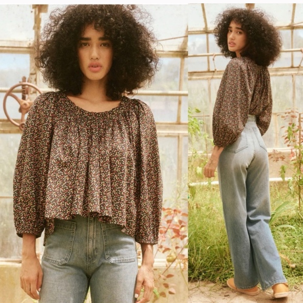 THE GREAT. Multicolor Floral Top